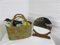 Vintage Vanity Mirror & Basket of Goodies