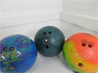 Group of 3 Vintage Bowling Balls