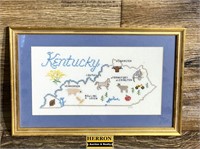 Framed Kentucky Needlepoint/Cross Stitch