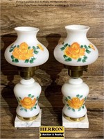 Pair of Orange/Yellow Floral Lamps