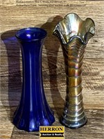 Cobalt Blue & Carnival Glass Vases