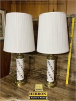 Pair of Floral Print Lamps