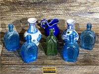 Miniature Cobalt Blue & Green Bottles & More