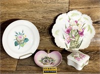 Floral Pattern Plates & Trinket Box