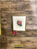 Framed Floral Still Life & Rose