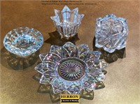 Glass Candle Holders-Trinket Box & Plate