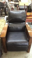 Nice wood and leather reclining chair