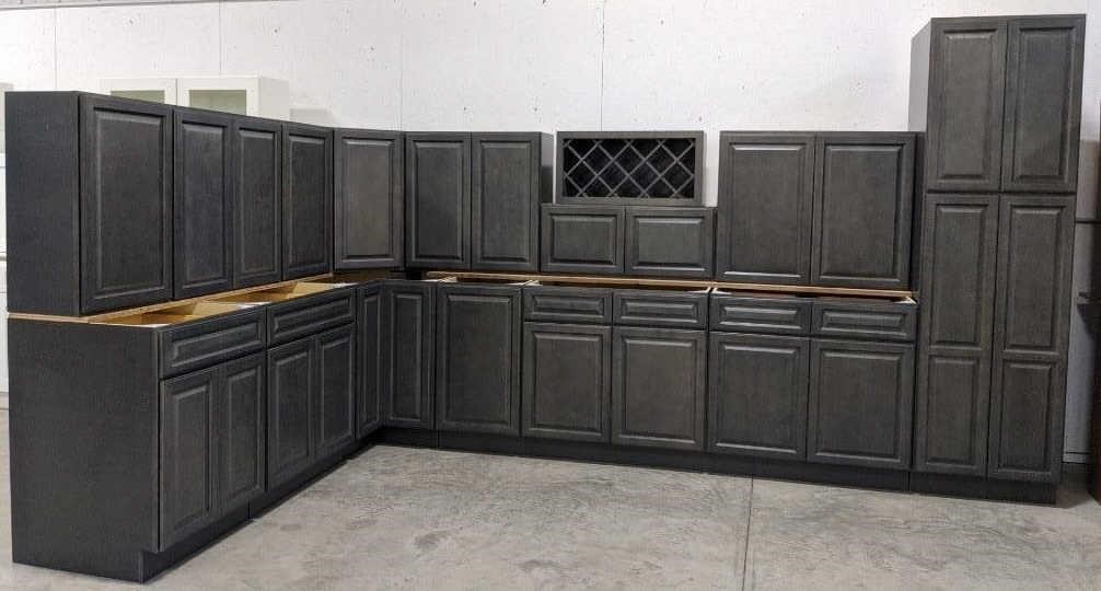 15 Piece New Castle Grey Kitchen Set, New Castle Grey Kitchen Cabinets