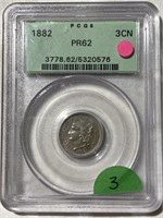 1882 Three Cent Nickel -PCGS PR62