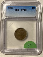 1867 Indian Cent -IGC VF20