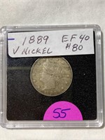 1889 V Nickel - EF40