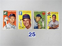 1954 TOPPS BASEBALL CARDS, #7, 21, 32 & 43: