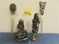 (2) Michael Ricker Pewter Figurines & (2) Letter -