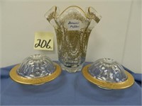 Duncan Miller Gold Trim Fancy Vase w/ Candle -