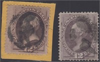 US Stamps #151 x2 Used, 1 on piece, both w CV $400