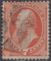 US Stamps #138 Used Reperf at top, clear H CV $525