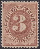 US Stamps #J3 Mint RG with crease, looks NH, brigh