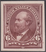 US Stamp #256P4 Proof on Card, large margi CV $450