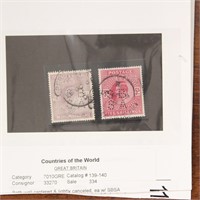 Great Britain Stamps #108, 127-140, 179-1 CV $1428