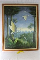 Original LARGE Mariel Chapot Cranes Oil on Canvas