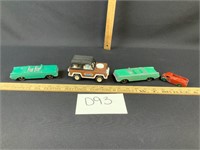 Lot of 4 Vintage Metal Cars & Trucks Tootsie Toys