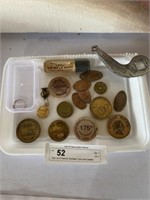 Tray Lot of Various Souvenir Coins and Jewelry