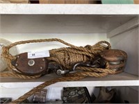 Antique Rope with 2 Block and Tackle