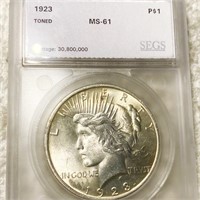 1923 Silver Peace Dollar SEGS - MS61
