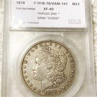 1878 Morgan Silver Dollar SEGS - XF40 VAM-141