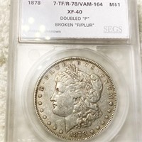 1878 Morgan Silver Dollar SEGS - XF40 VAM-164