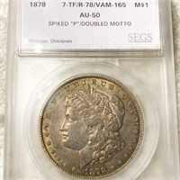 1878 Morgan Silver Dollar SEGS - AU50