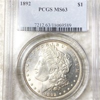 1892 Morgan Silver Dollar PCGS - MS63