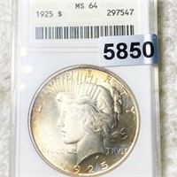 1925 Silver Peace Dollar ANACS - MS64