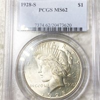 1928-S Silver Peace Dollar PCGS - MS62