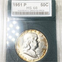 1951 Franklin Half Dollar NGP - MS68
