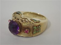 14K Gold and Gemstone Unique Ring