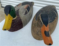 Pair of Large Cork/Wood Duck Decoys