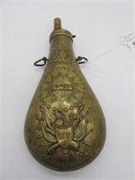 EARLY BRASS US MILITARY POWDER FLASK 9" LONG