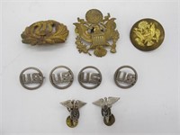 LOT OF 9 WWII MILITARY PINS