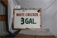 WHITE CASCADE SIGN METAL  18X24