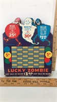 Vintage lucky zombie gambling punch board