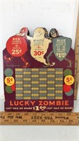 Vintage lucky zombie gambling punch board