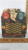 Vintage lucky zombie gambling punch boards.  New