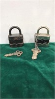 2 Vintage locks with keys