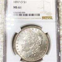 1897-O Morgan Silver Dollar NGC - MS61