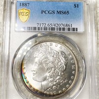 1887 Morgan Silver Dollar PCGS - MS65