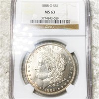 1888-O Morgan Silver Dollar NGC - MS63