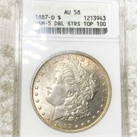 1887-O Morgan Silver Dollar ANACS - AU58 VAM-5