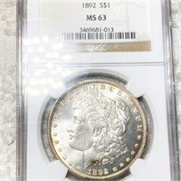 1892 Morgan Silver Dollar NGC - MS63