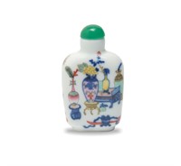 CHI. Blue & White Enameled Snuff Bottle, Daoguang